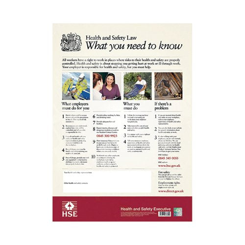 HSE HEALTH AND SAFETY LAW POSTER A2 FWC30