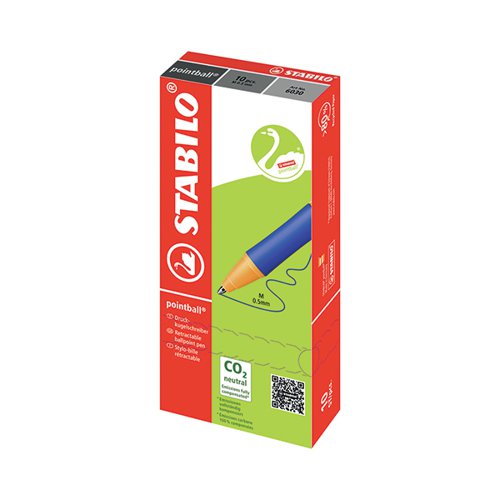 STABILO POINTBALL RETRACTABLE BALLPOINT PEN BLACK (PACK OF 1