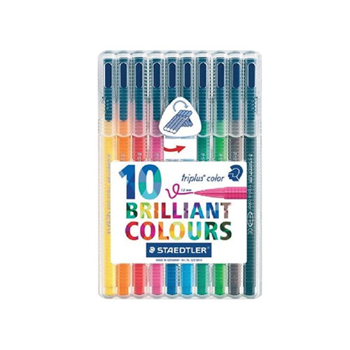STAEDTLER TRI+ COLOR FIBRE TIP PEN ASSORTED (PACK OF 10) 323