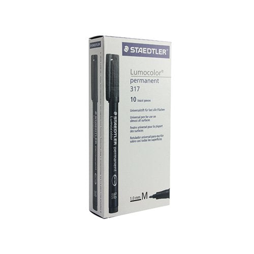 STAEDTLER LUMOCOLOUR PEN PERMANENT MEDIUM BLACK (PACK OF 10)