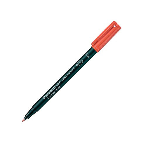 STAEDTLER LUMOCOLOUR UNIVERSAL PEN PERMANENT FINE RED (10 PA