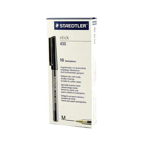 STAEDTLER STICK 430 BALLPOINT PEN MEDIUM BLACK (10 PACK) 430