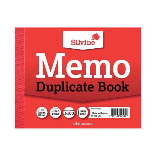 SILVINE DUPLICATE MEMO BOOK 102X127MM (12 PACK) 603