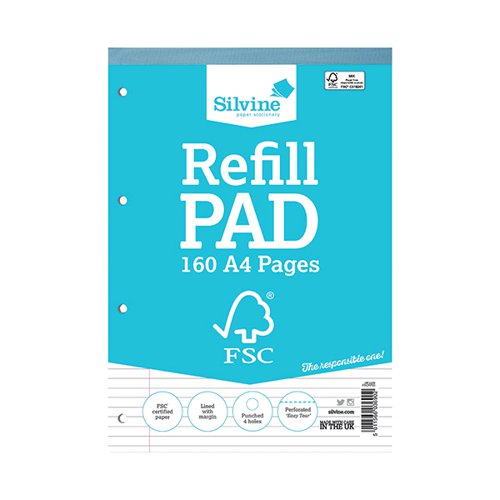 SILVINE ENVRION RULED REFILL PAD A4 160 PAGES (PACK OF 5) FS