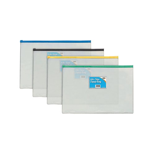 SUNDRY ZIP BAGS PLASTIC CLEAR A4 (PACK OF 12) 300500