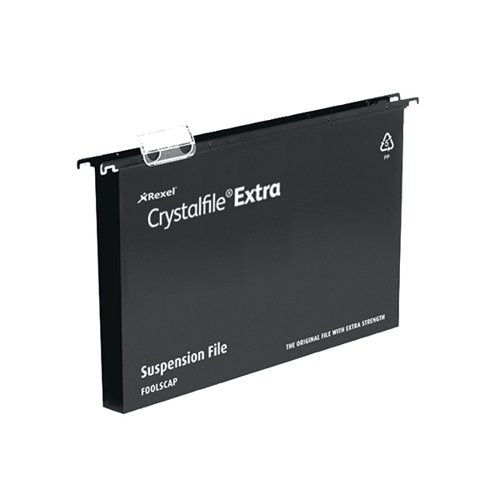 REXEL CRYSTALFILE EXTRA 30MM SUSPENSION FILE BLACK (PACK OF