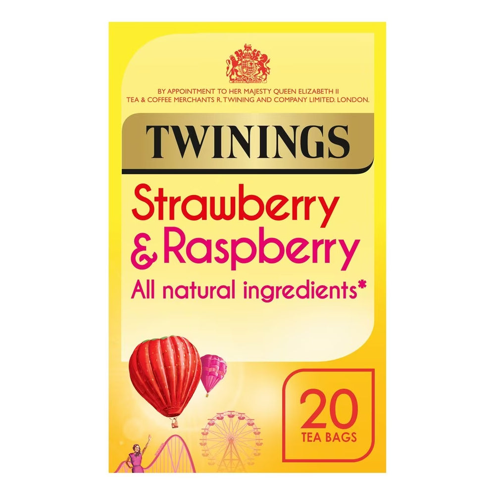 TWININGS STRAWBERRY & RASPBERRY TEA BAGS (20 bags)