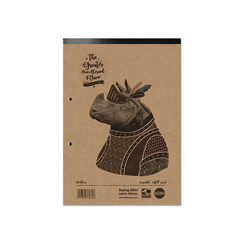 RHINO RECYCLED REFILL PAD 160 PAGES 8MM RULED WITH MARGIN A4