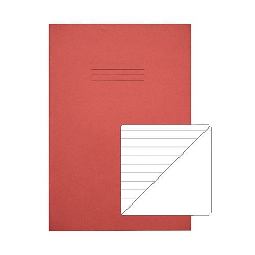 RHINO EXERCISE BOOK 8MM/PLAIN 64 PAGES A4 RED (PACK OF 50) V
