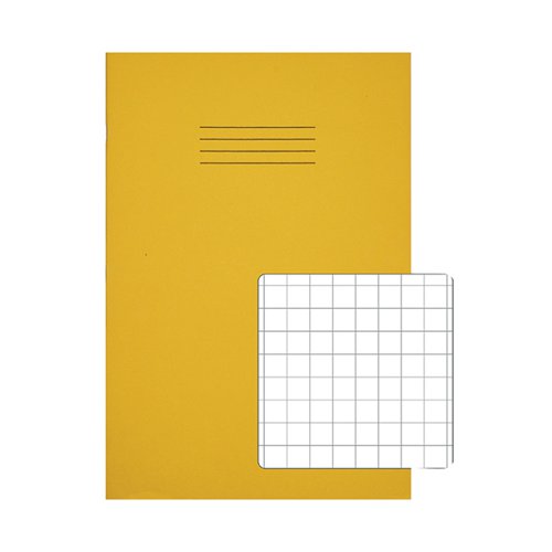RHINO EXERCISE BOOK 10MM SQUARE 64P A4 YELLOW (PACK OF 50) V