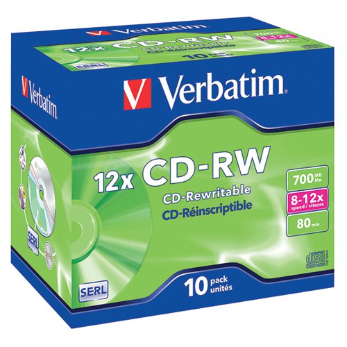 VERBATIM CD-RW 8-12X HI-SPEED 700MB (PACK OF 10) VM31480