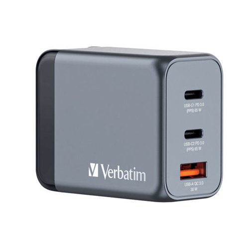 VERBATIM GNC-65 GAN 65W 3 PORT CHARGER 32201