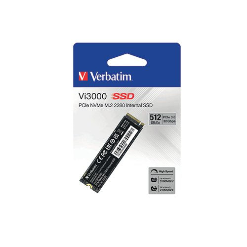 VERBATIM VI3000 M.2 PCIE NVME SOLID STATE DRIVE 512GB 49374