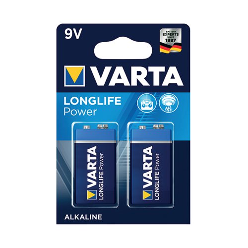 VARTA LONGLIFE POWER 9V BATTERY (PACK OF 2) 04922121412