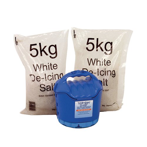 HANDHELD SALT SHAKER AND 2XBAGS OF WHITE SALT 5KG 389106