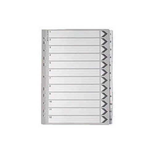 A4 WHITE 1-12 MYLAR INDEX MYLAR REINFORCED TABS/HOLES WX0152